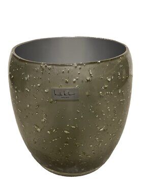 Nicole Miller Gold Rush Lucite Wastebasket Sage Green Silver Foil Vintage Glam